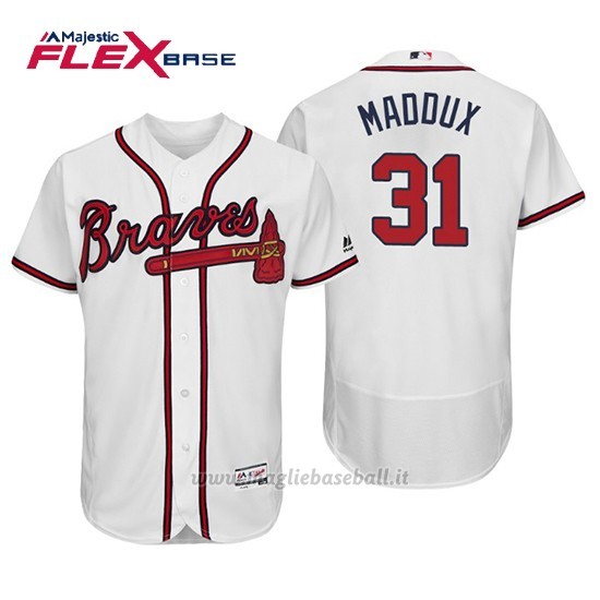 Maglia Baseball Uomo Atlanta Braves Greg Maddux Flex Base Autentico Collezione 1ª2019 Bianco